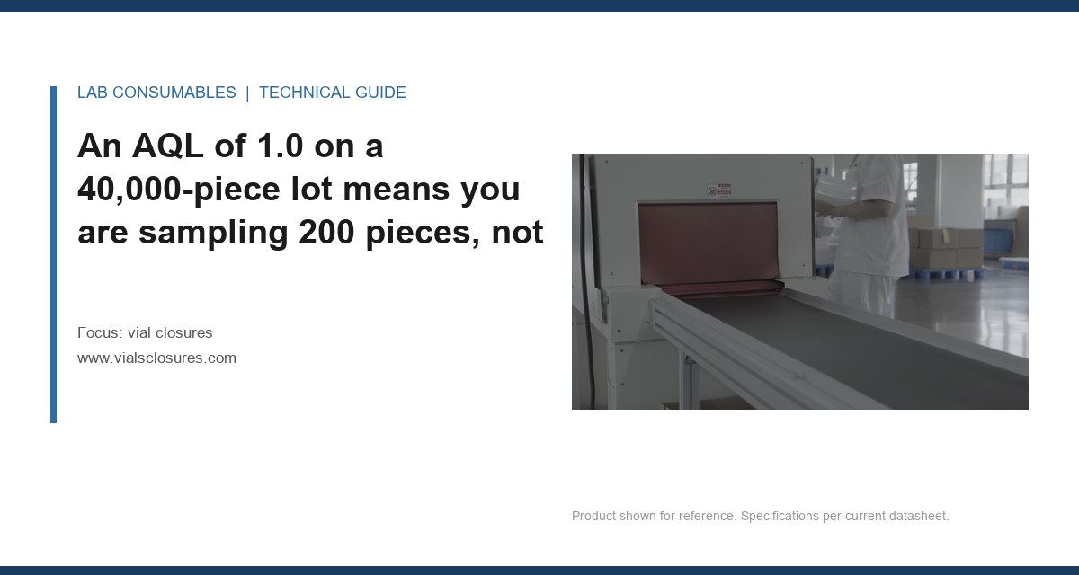 An AQL of 1.0 on a 40,000-piece lot means you are sampling 200 pieces, not